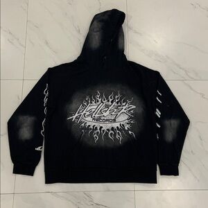 Hellstar Records Classic Logo Black / White Pullover Hoodie Mens Large
